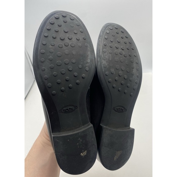 Tods Women's Split Toe Leather Penny Loafers Black Size 35 US 5 - Picture 8 of 9